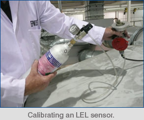 Calibration of a solvent LEL sensor using calibration gas by EPM